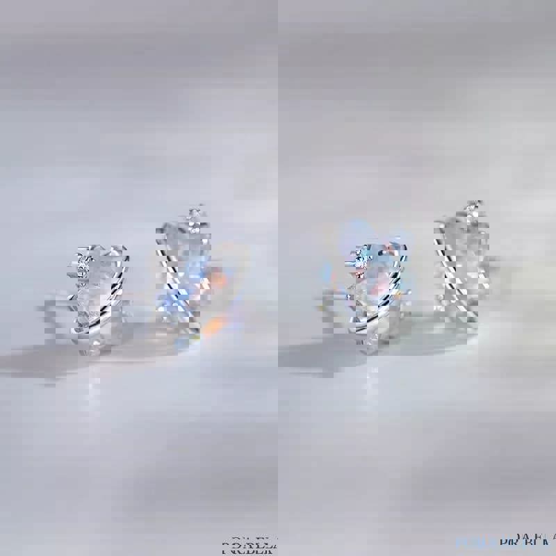 【Porabella】S925純銀鋯石耳環耳釘 星星耳釘 月光石耳環 招好運桃花耳針 耳飾 Earrings-廠商直送