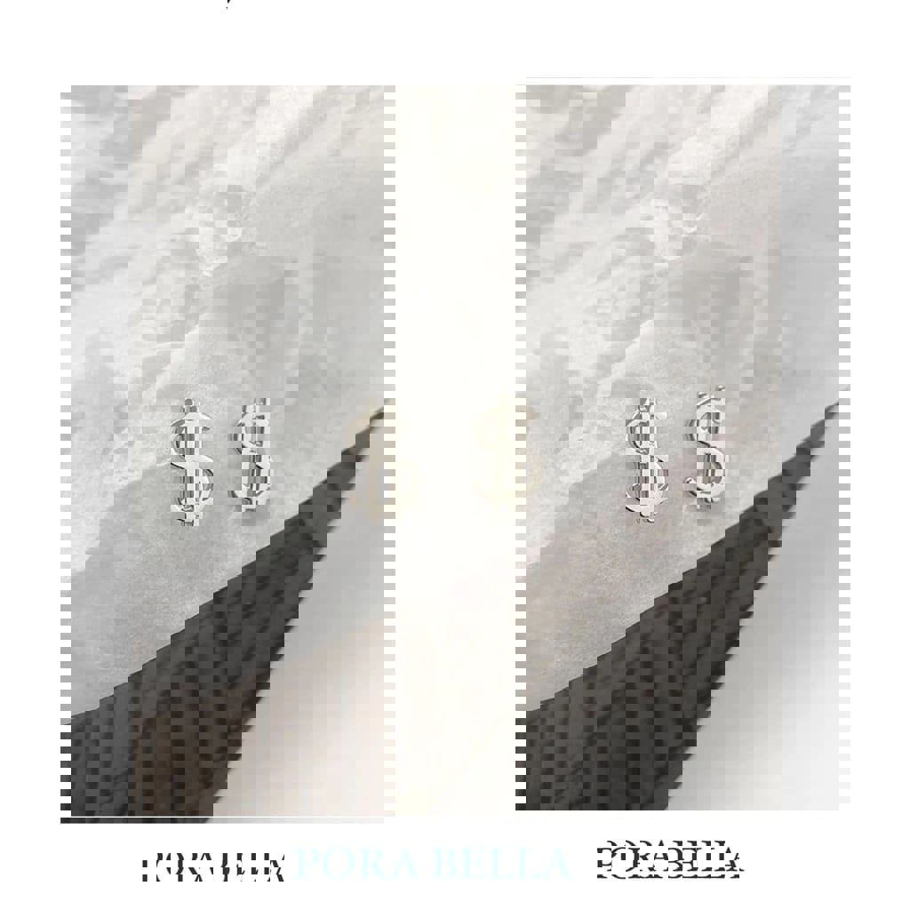 【Porabella】925純銀耳環耳釘 美金符號 美式冷淡簡約風耳環 Earrings-廠商直送