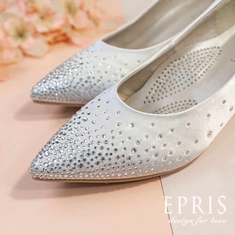 現貨 尖頭高跟鞋 水晶雅典娜-P509-P510 高跟鞋 銀色婚鞋 中跟婚鞋推薦 MIT手作婚鞋品牌推薦 好走不磨腳時尚好搭配 21-26.5 EPRIS艾佩絲-水鑽銀