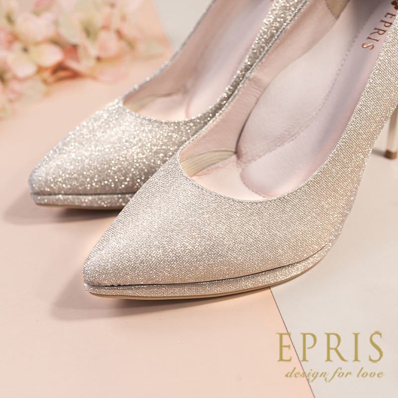 現貨 完美高跟鞋 夜光女神-P527 婚鞋新娘鞋 10公分高跟鞋 氣勢新娘鞋推薦 尖頭高跟鞋 好走不磨腳時尚好搭配 21.5-26EPRIS艾佩絲-香檳金