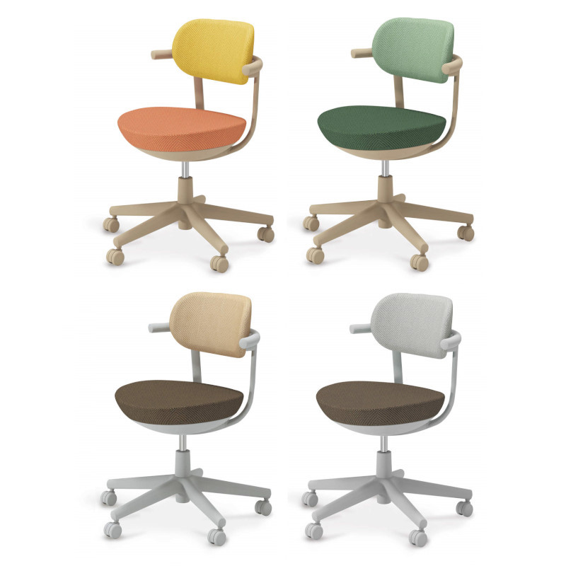 *KOKUYO Pallo 日系質感 人體工學辦公椅 撞色款(布質椅背)-黃與南瓜橘/草綠/布卡其咖/布灰咖