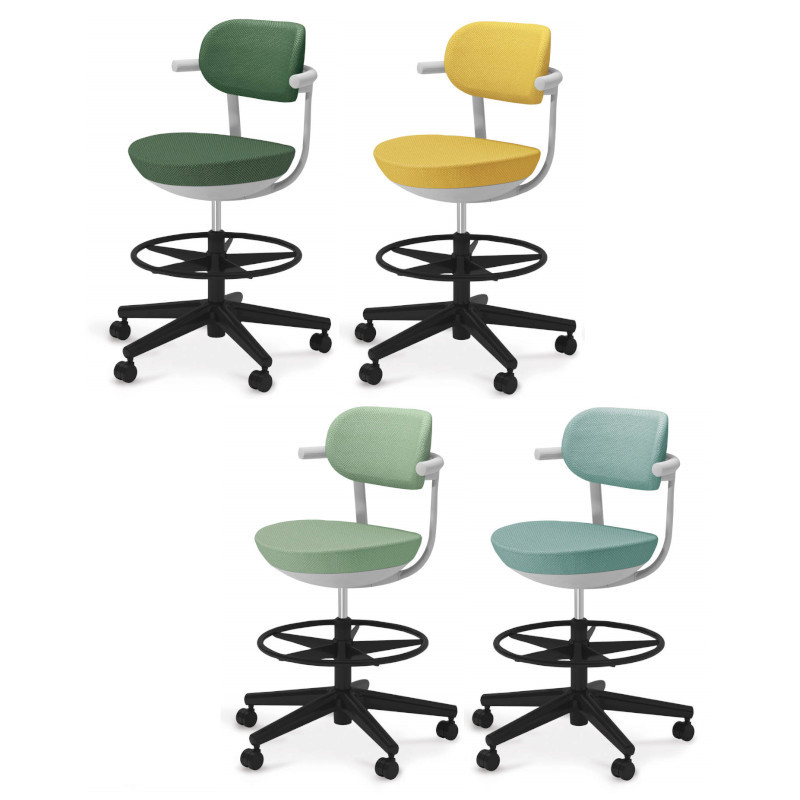 *KOKUYO Pallo 日系質感 人體工學辦公椅 高腳款(布質椅背)-奶綠/墨綠/檸檬黃/綠