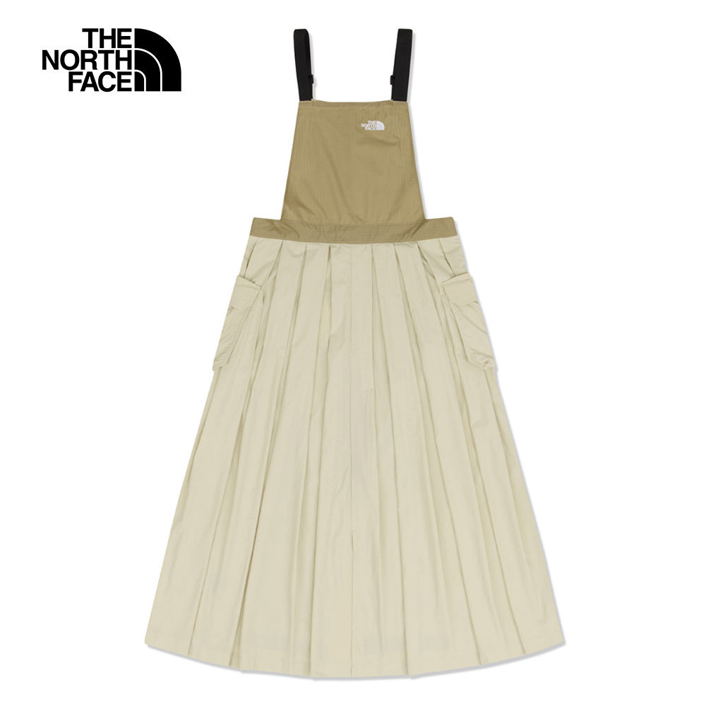 UE女款卡其色DWR防潑水拼接長裙｜8CMBQK7