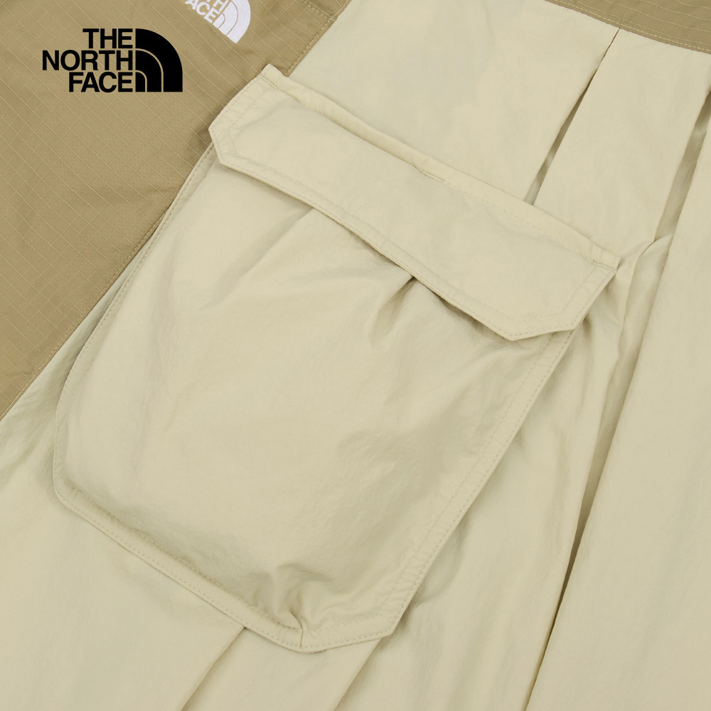 UE女款卡其色DWR防潑水拼接長裙｜8CMBQK7