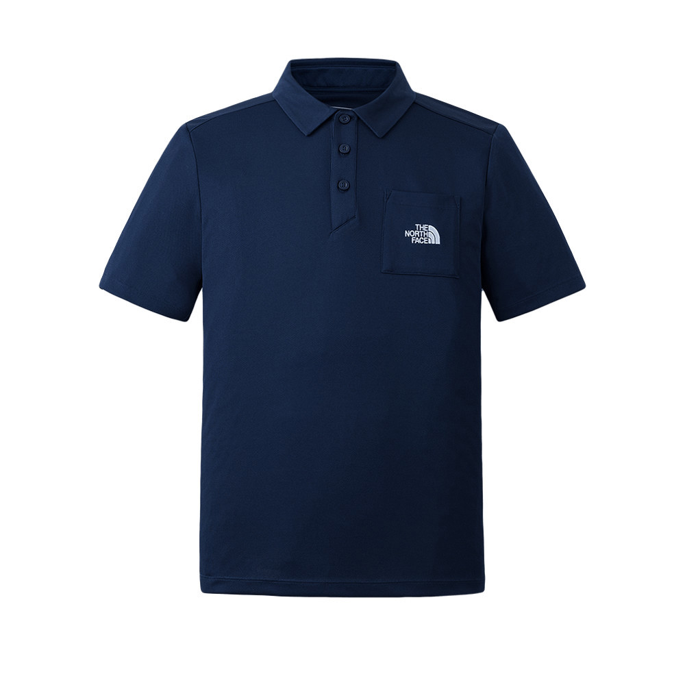 The North Face北面男款藍色吸濕排汗短袖POLO衫｜8EY48K2