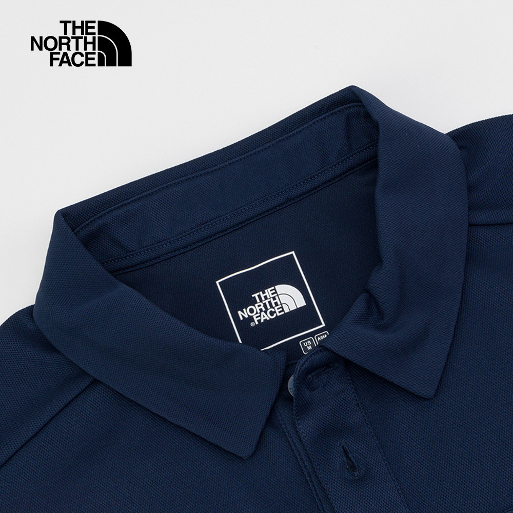 The North Face北面男款藍色吸濕排汗短袖POLO衫｜8EY48K2