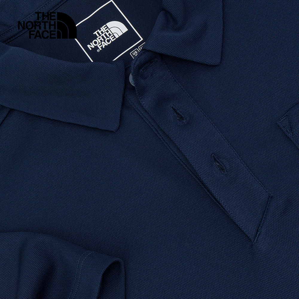 The North Face北面男款藍色吸濕排汗短袖POLO衫｜8EY48K2