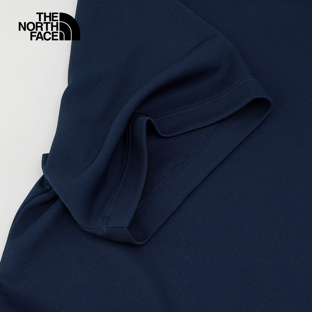 The North Face北面男款藍色吸濕排汗短袖POLO衫｜8EY48K2