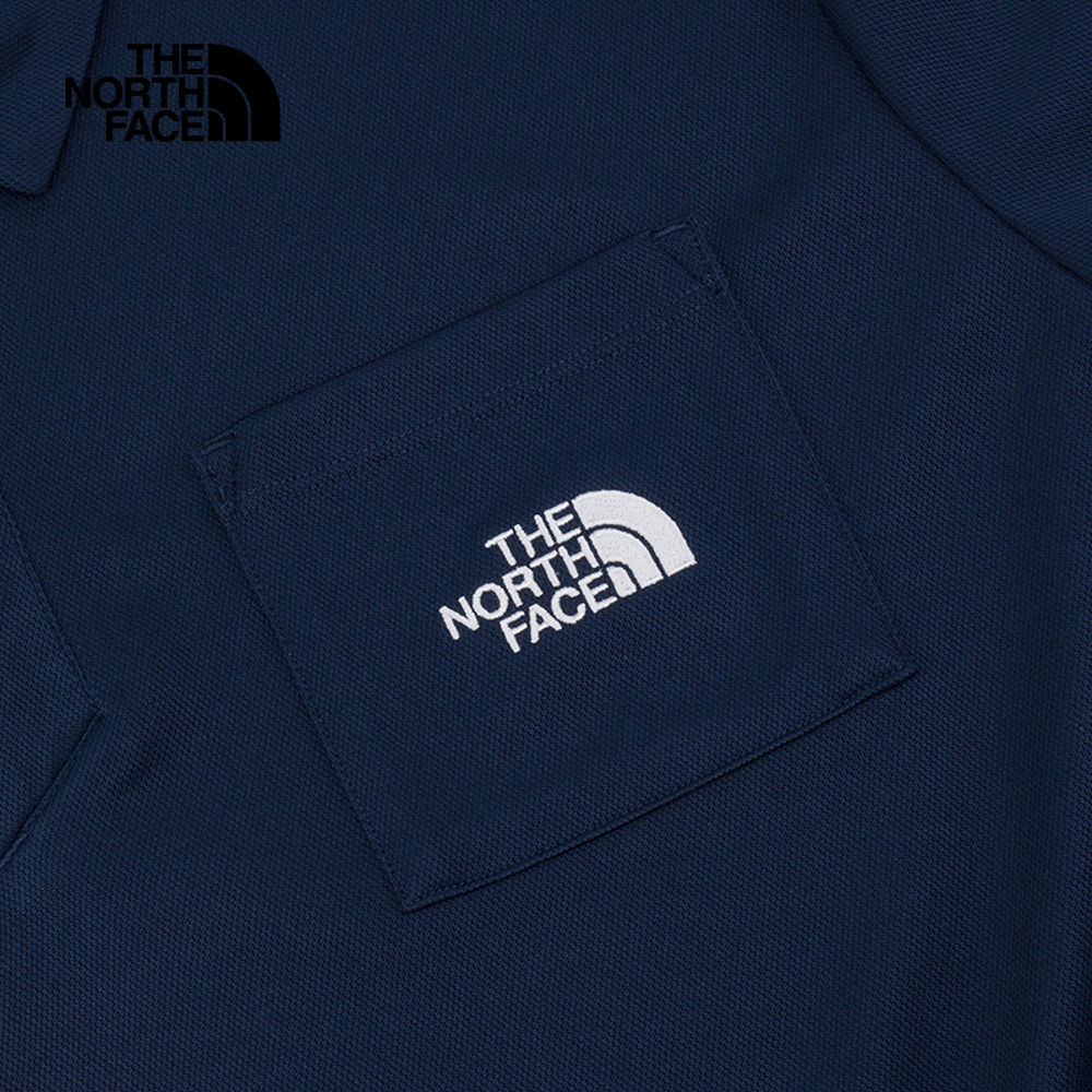 The North Face北面男款藍色吸濕排汗短袖POLO衫｜8EY48K2