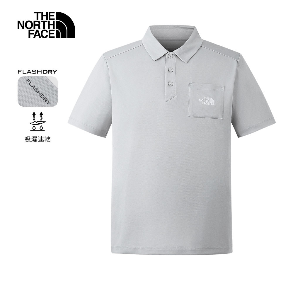 The North Face北面男款灰色吸濕排汗短袖POLO衫｜8EY4A0M