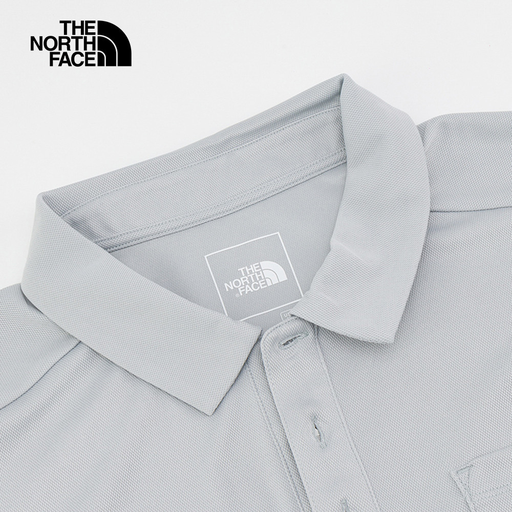 The North Face北面男款灰色吸濕排汗短袖POLO衫｜8EY4A0M