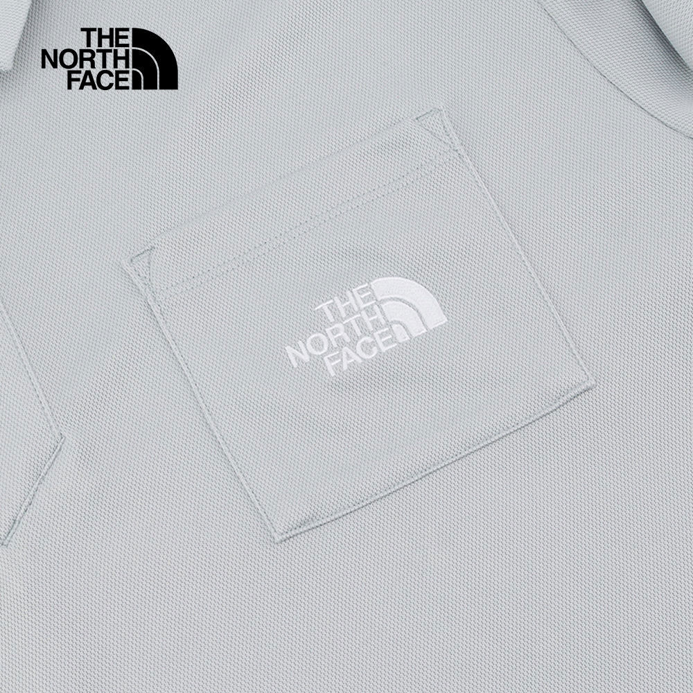 The North Face北面男款灰色吸濕排汗短袖POLO衫｜8EY4A0M