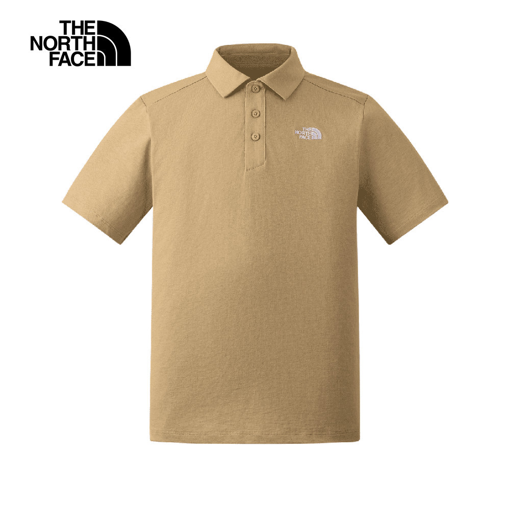 The North Face北面男女款卡其色純棉短袖POLO衫｜8EY7LK5