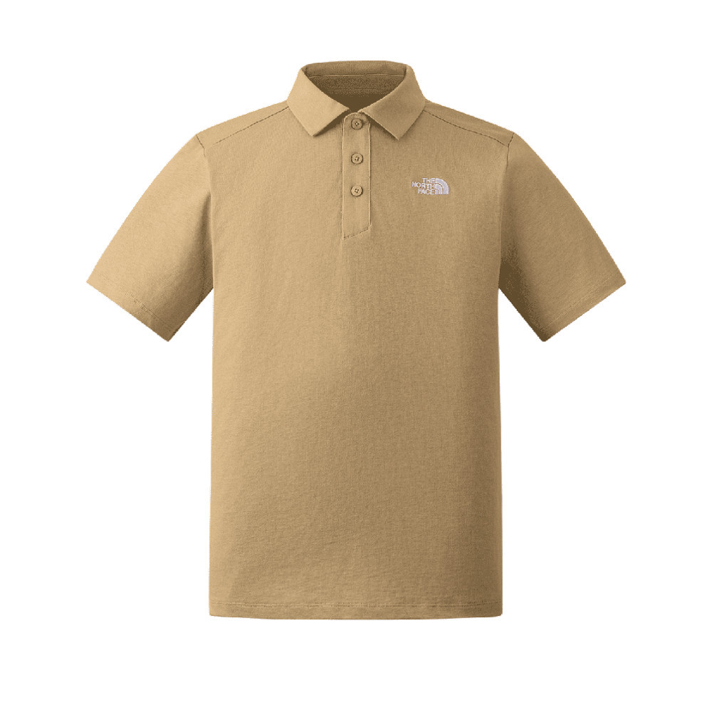 The North Face北面男女款卡其色純棉短袖POLO衫｜8EY7LK5