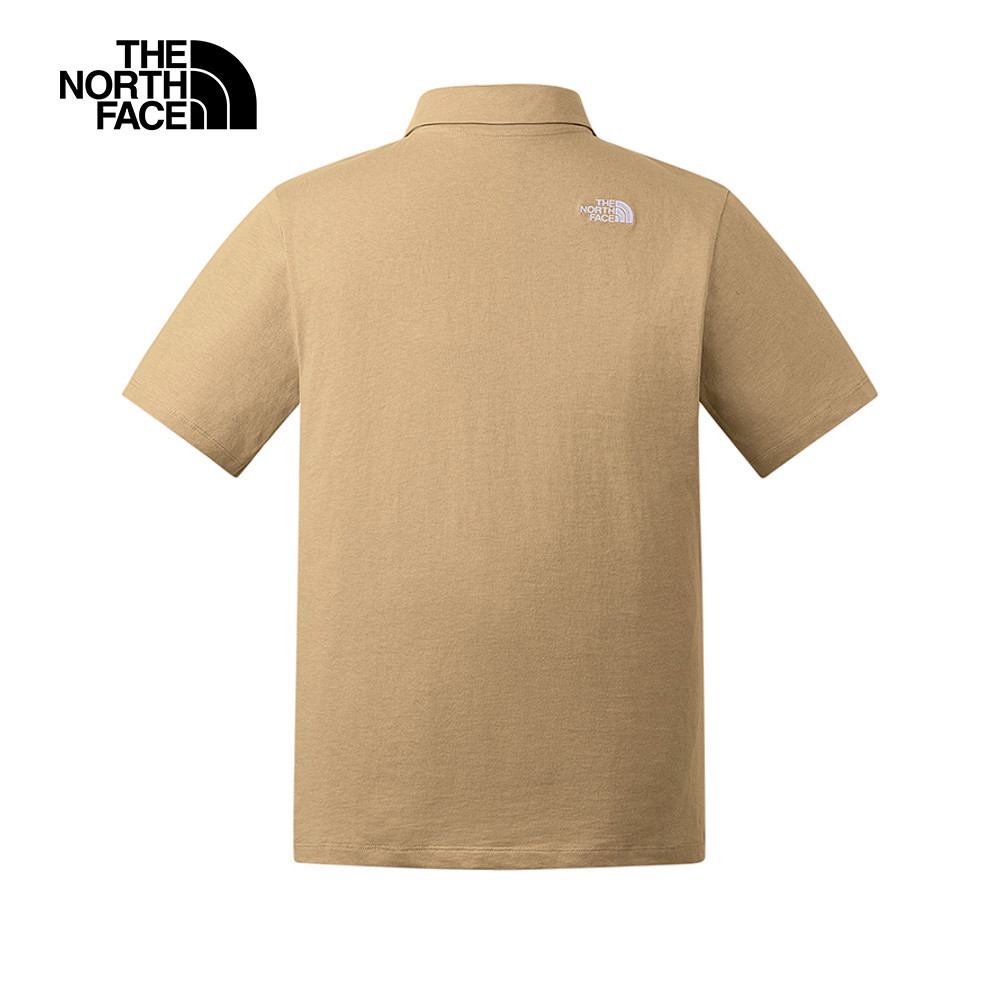 The North Face北面男女款卡其色純棉短袖POLO衫｜8EY7LK5