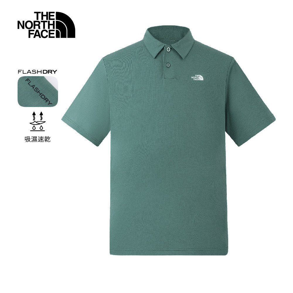 The North Face北面男款綠色吸濕排汗短袖POLO衫｜8EY5HCH
