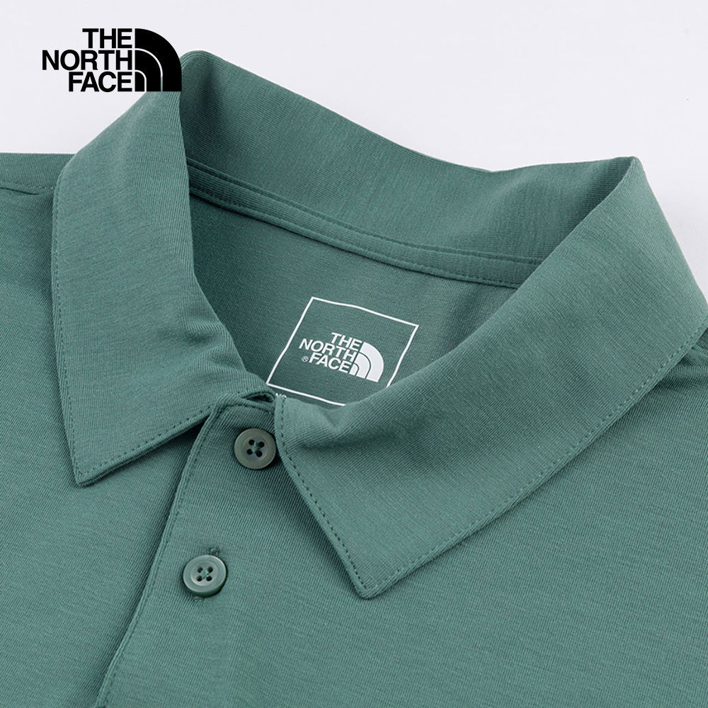 The North Face北面男款綠色吸濕排汗短袖POLO衫｜8EY5HCH