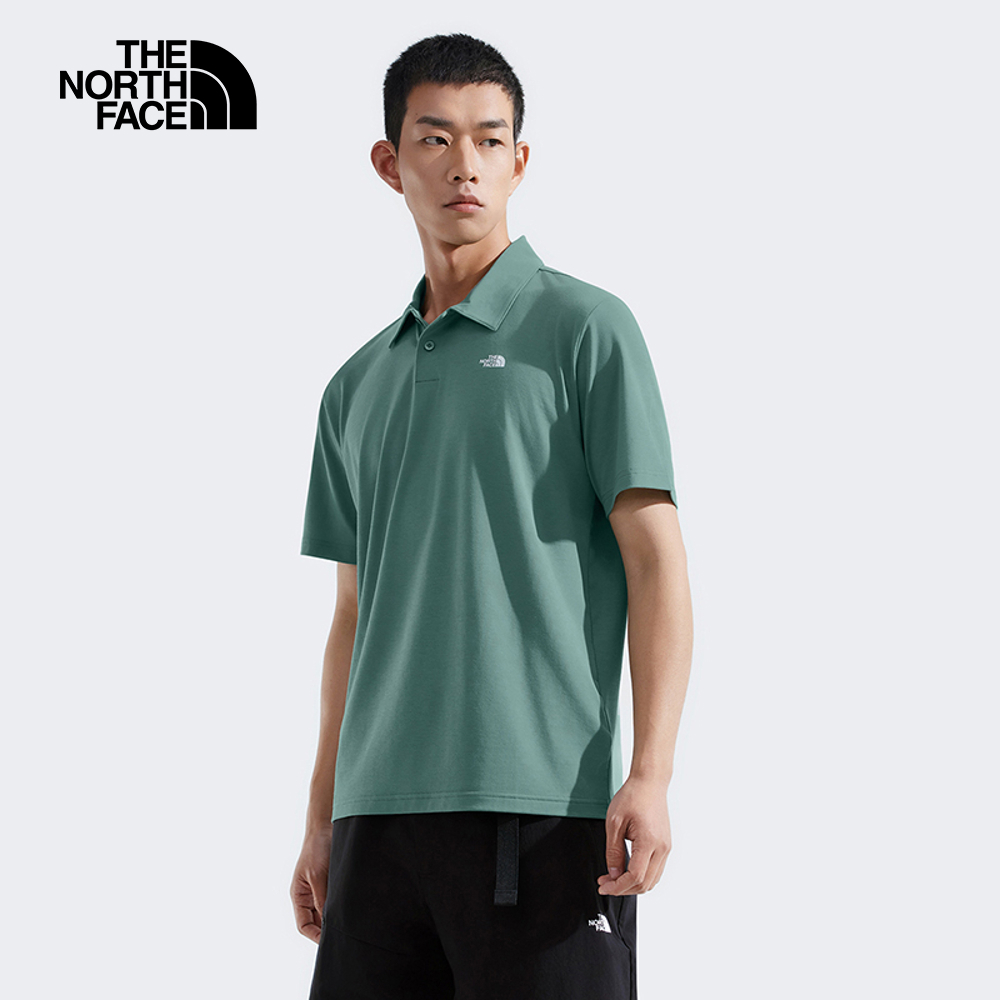 The North Face北面男款綠色吸濕排汗短袖POLO衫｜8EY5HCH