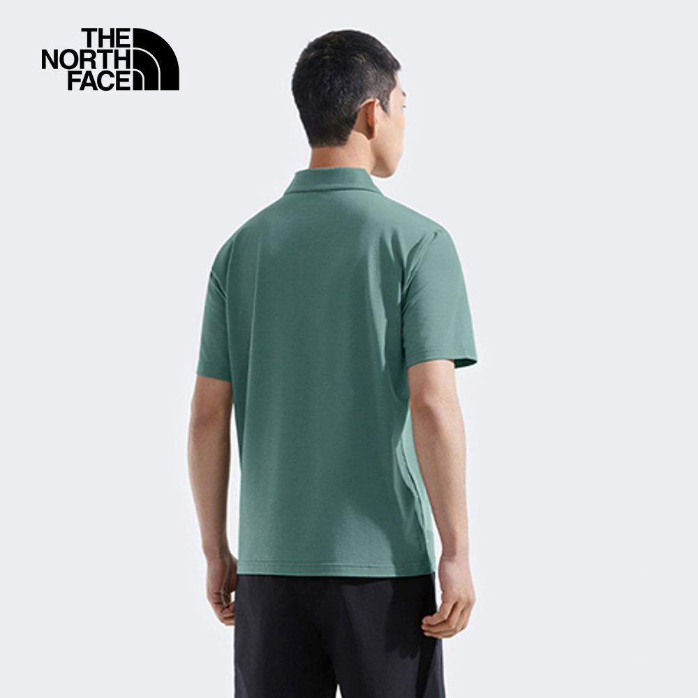 The North Face北面男款綠色吸濕排汗短袖POLO衫｜8EY5HCH