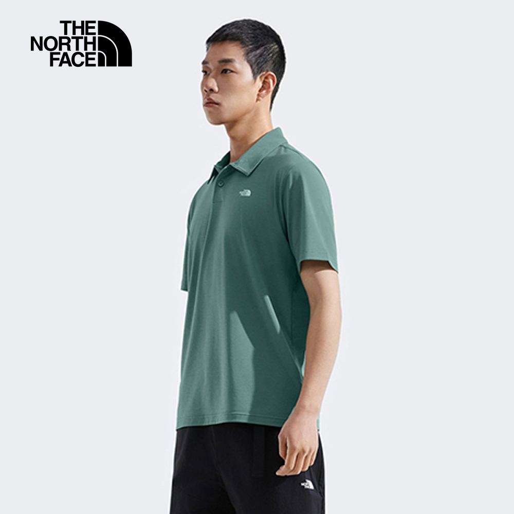 The North Face北面男款綠色吸濕排汗短袖POLO衫｜8EY5HCH