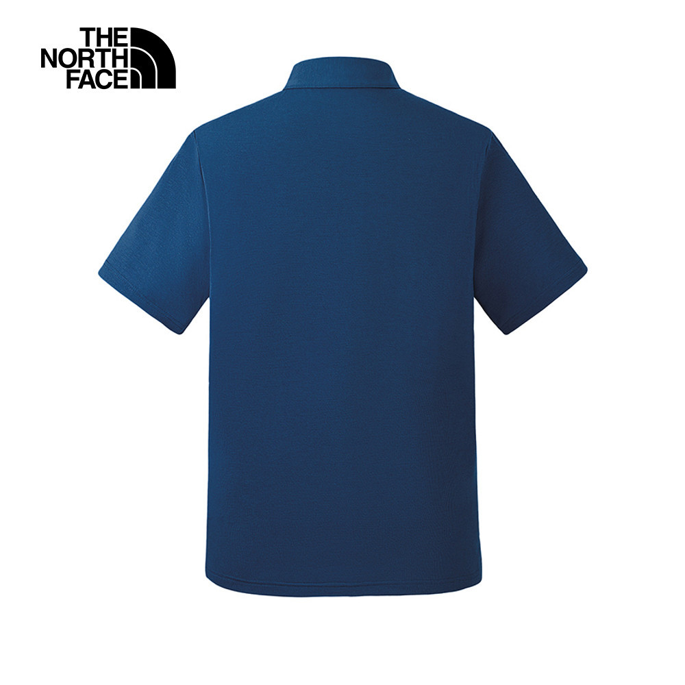 The North Face北面男款藍色吸濕排汗短袖POLO衫｜8EY5HDC