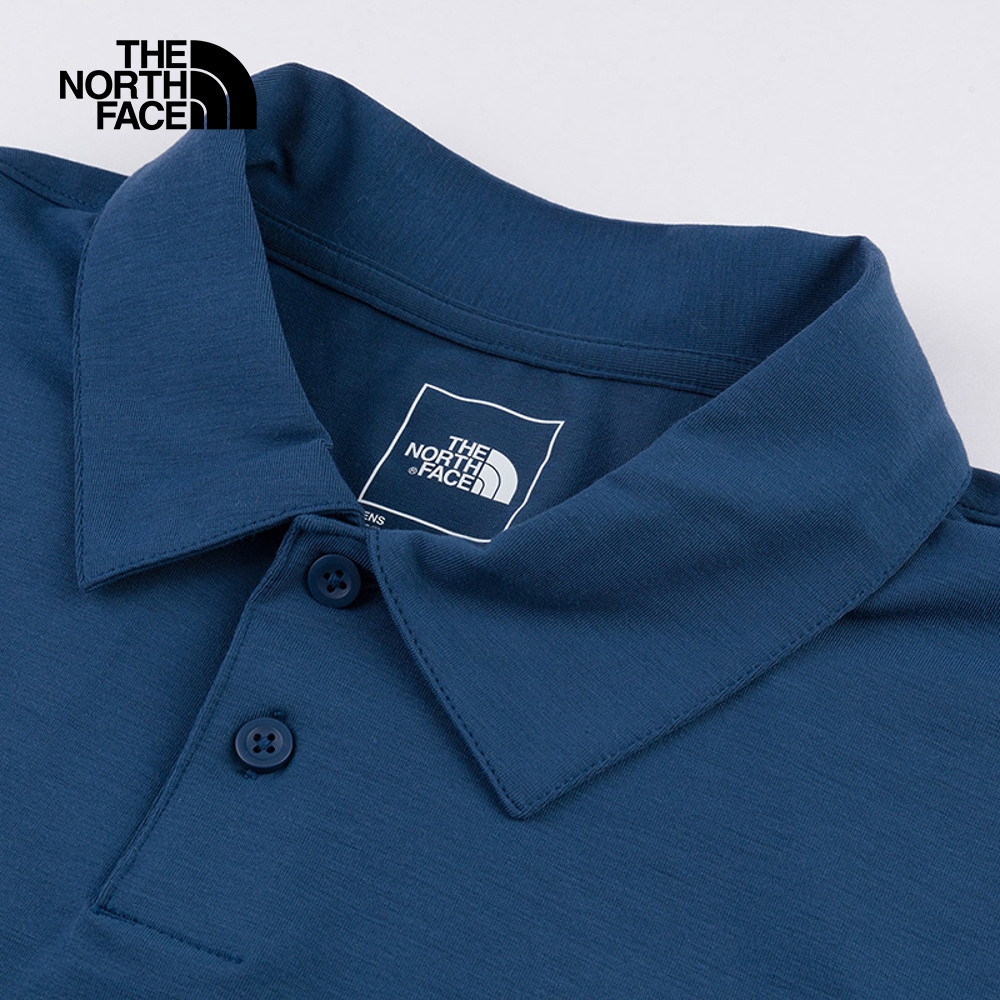 The North Face北面男款藍色吸濕排汗短袖POLO衫｜8EY5HDC