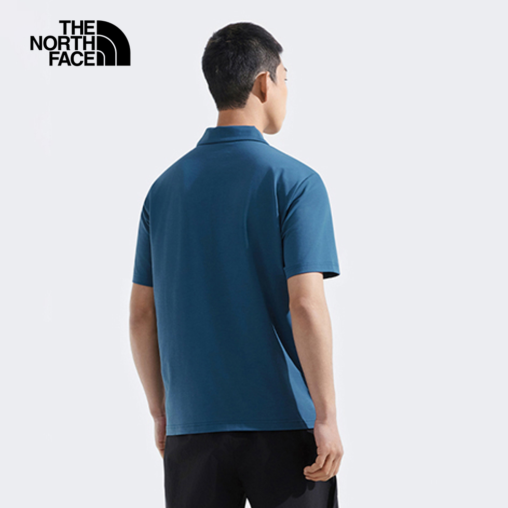 The North Face北面男款藍色吸濕排汗短袖POLO衫｜8EY5HDC