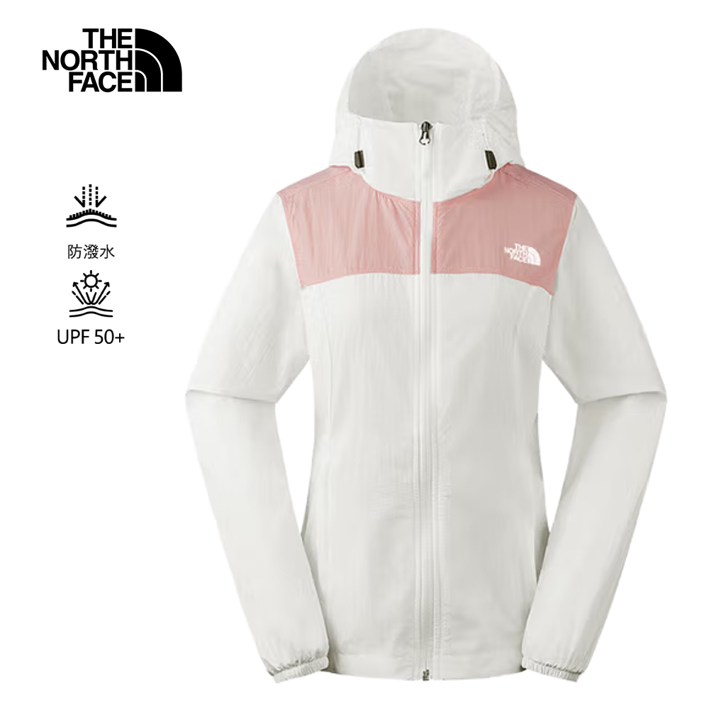【10/26 12點限時搶購】The North Face北面女款粉白拼接DWR防潑水連帽外套