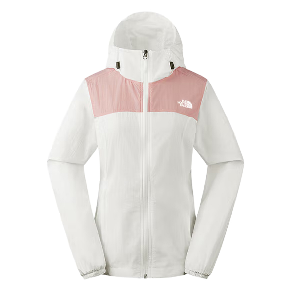 【10/26 12點限時搶購】The North Face北面女款粉白拼接DWR防潑水連帽外套｜8EYJATW