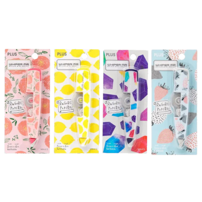 (限量)PLUS x REGARO PAPIRO MR智慧型滾輪修正帶(5mm)-花/寶石/草莓/檸檬