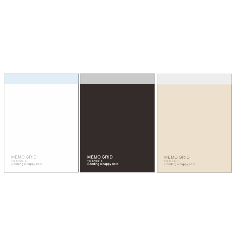 素色方格便條本-白色/黑色/奶茶色