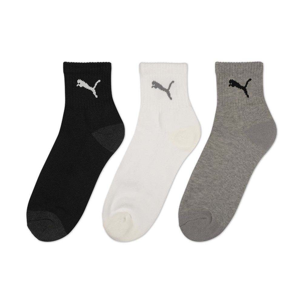 PUMA Fashion素色跳豹消臭厚底短統襪 3雙組 男性