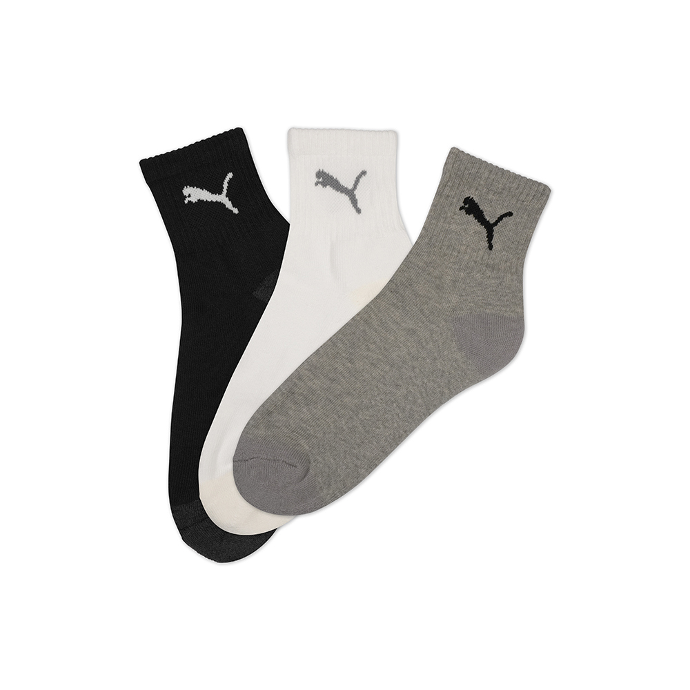 PUMA Fashion素色跳豹消臭厚底短統襪 3雙組 男性