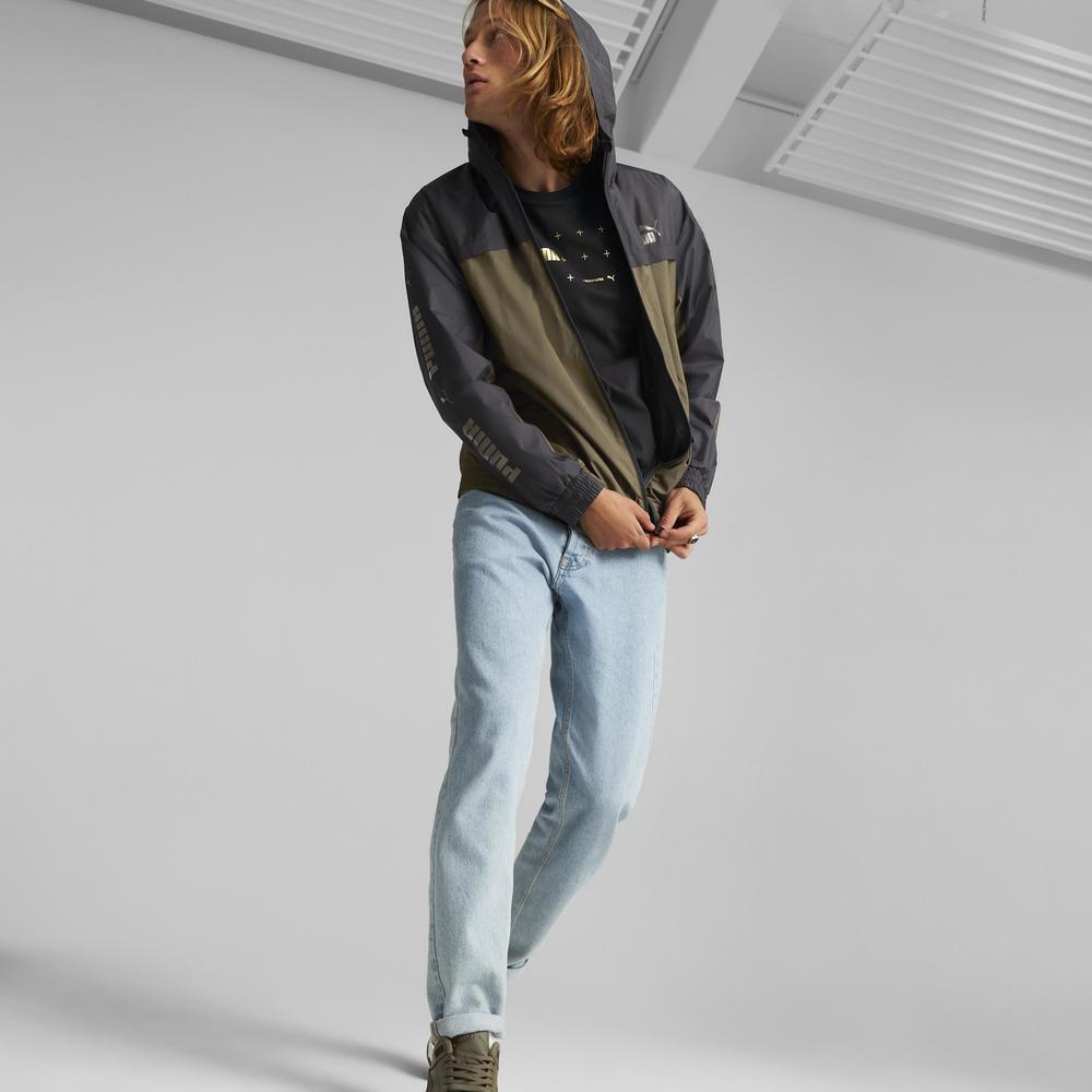 PUMA 基本系列撞色連帽風衣外套 男性