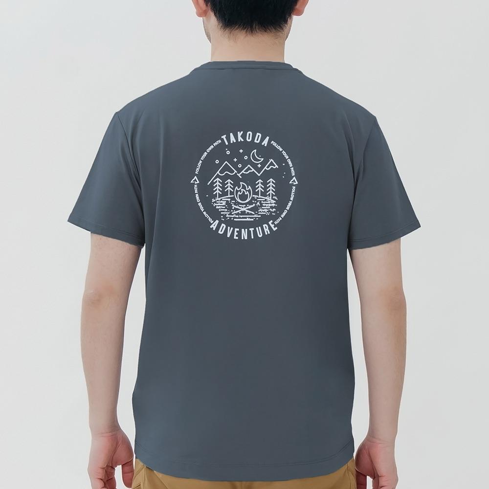 【TAKODA】Tipi 男純棉短袖印花系列-露營去 男款 灰藍色(夏拍一限定商品)