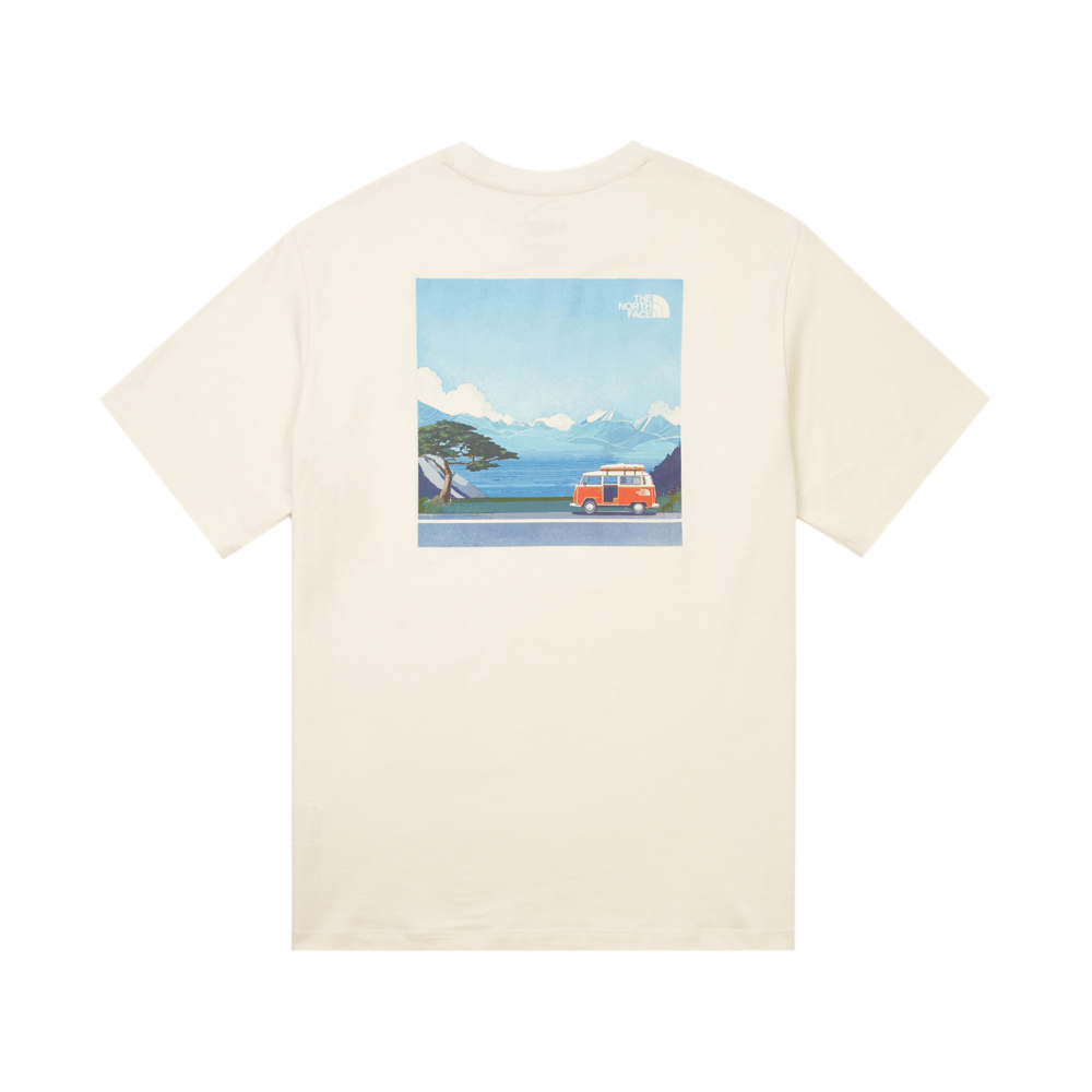 The North Face北面男女款米白色純棉短袖T恤｜8DC2QLI