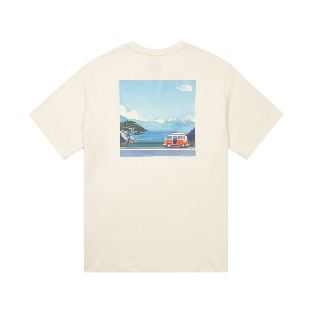 The North Face北面男女款米白色純棉短袖T恤｜8DC2QLI