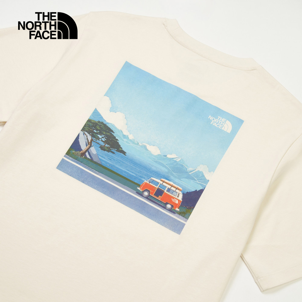 The North Face北面男女款米白色純棉短袖T恤｜8DC2QLI