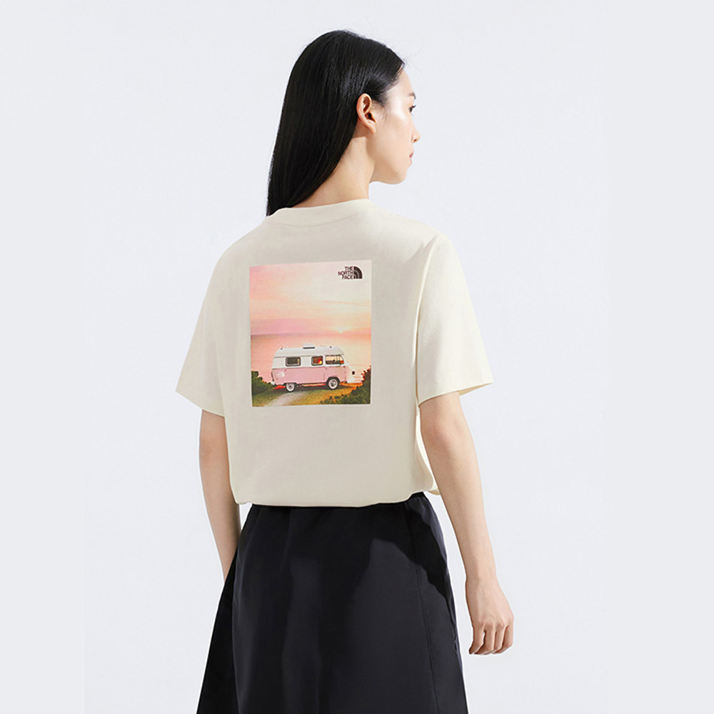 The North Face北面女款米白色純棉短袖T恤｜8DCHQLI