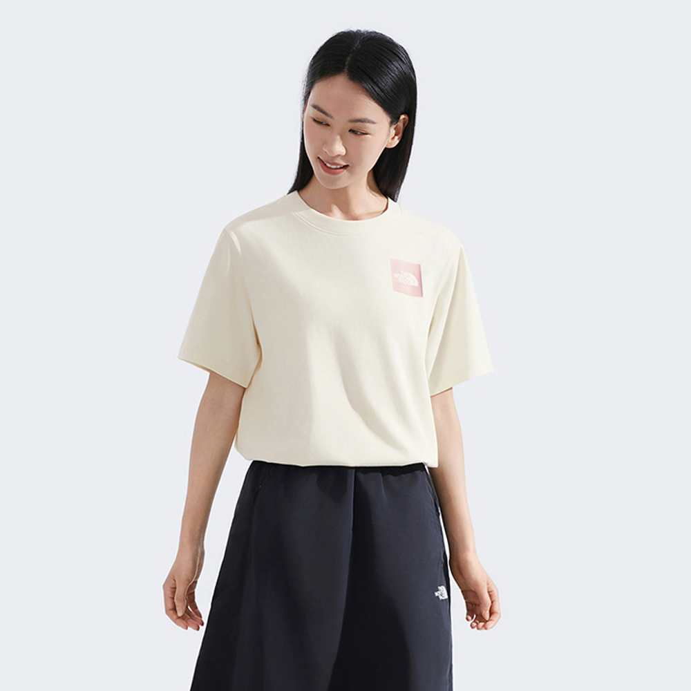 The North Face北面女款米白色純棉短袖T恤｜8DCHQLI