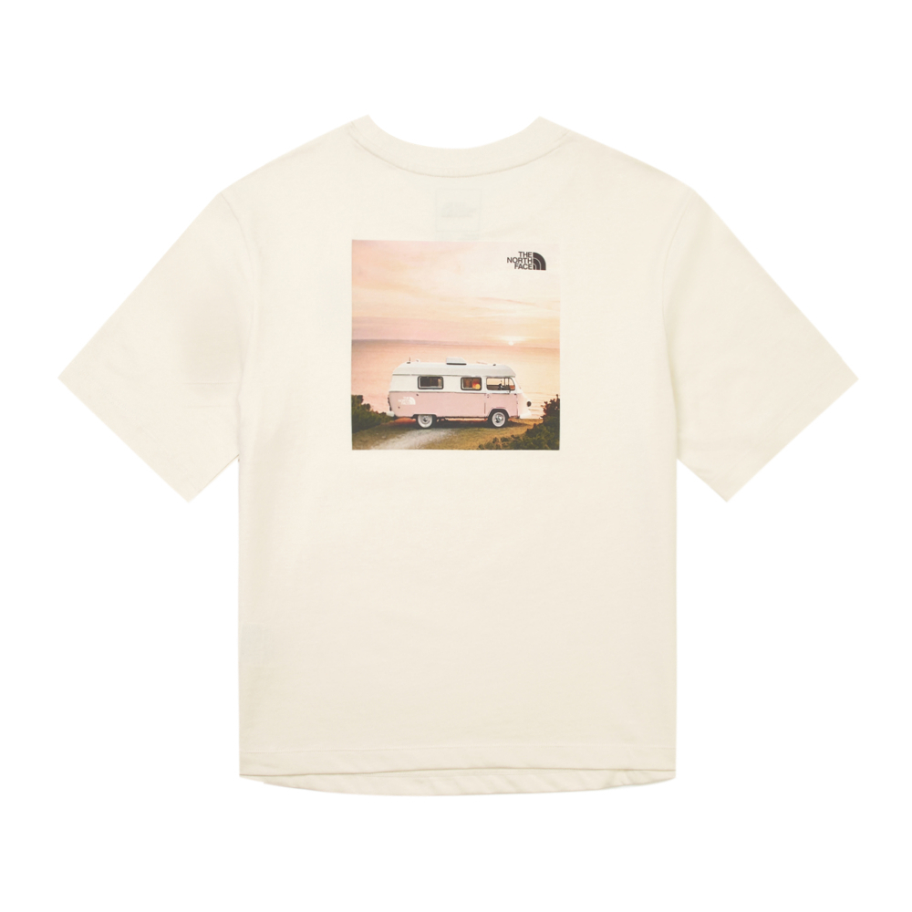 The North Face北面女款米白色純棉短袖T恤｜8DCHQLI