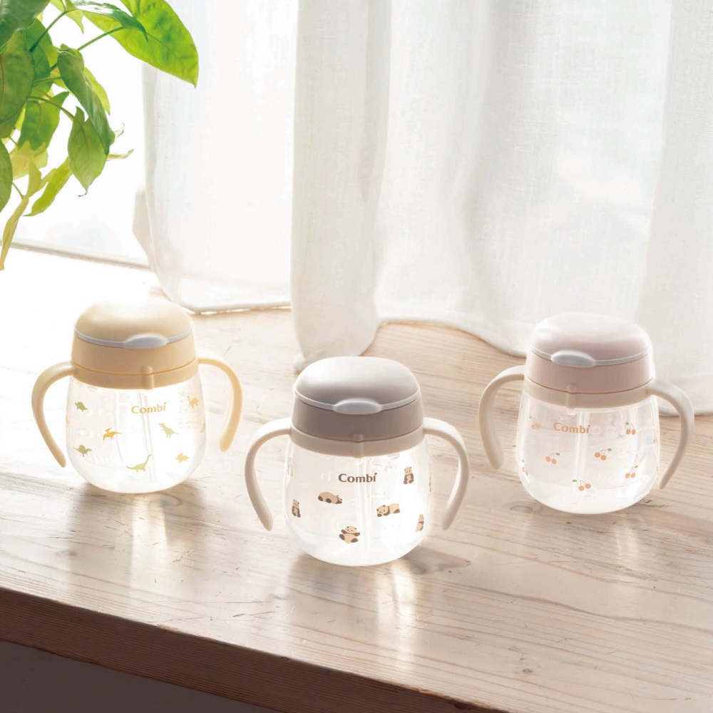 LakuMug樂可杯第三階段吸管杯240ml (熊貓/櫻桃/恐龍)