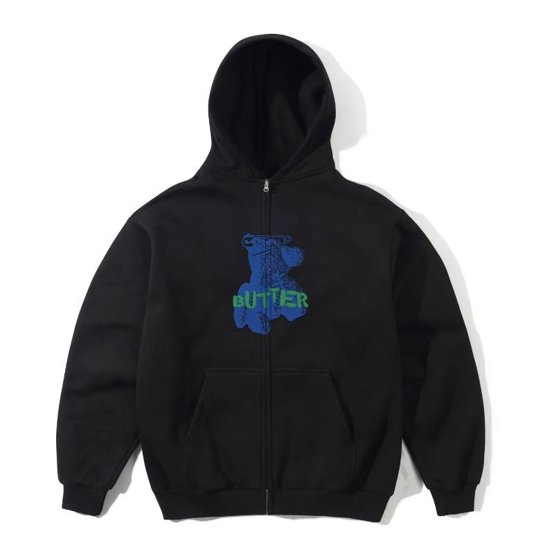 【BUTTER GOODS】外套 黑 - TEDDY BEAR ZIP-THRU HOOD