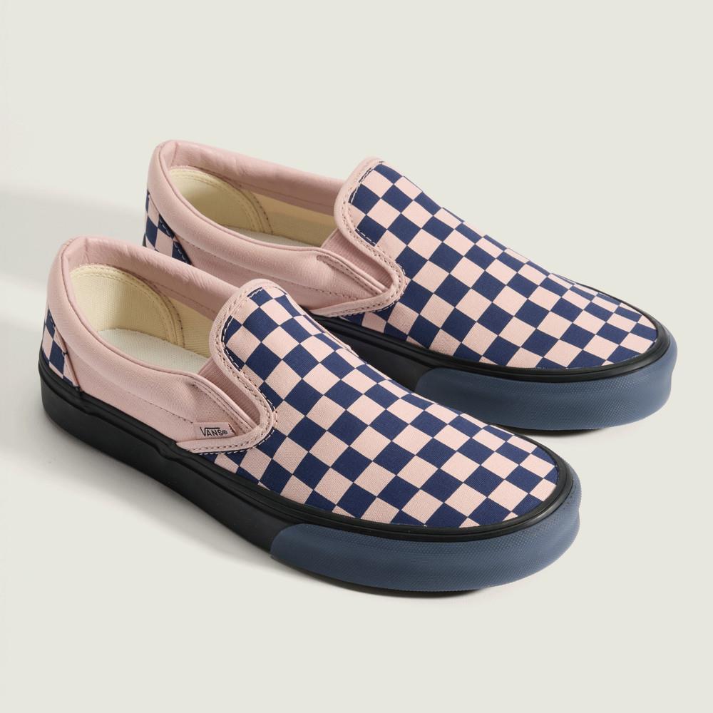 Classic Slip-On 粉色/深藍色棋盤格滑板鞋