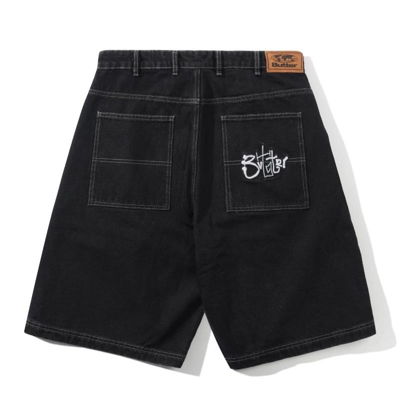 【BUTTER GOODS】滑板神褲 洗水單寧黑 - SCRIBBLE DENIM SHORTS WASHED BLACK