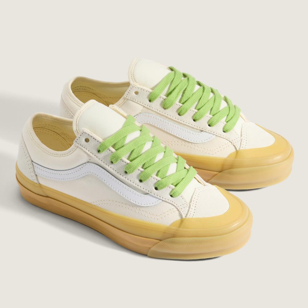 Vans Premium LX Old Skool 136 男女款米白色/綠色滑板鞋