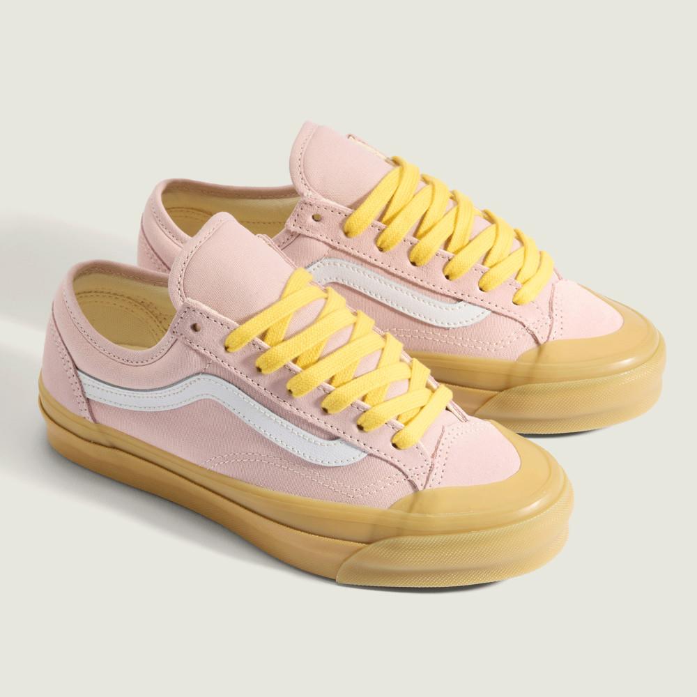 Vans Premium LX Old Skool 136 男女款粉色/黃色滑板鞋