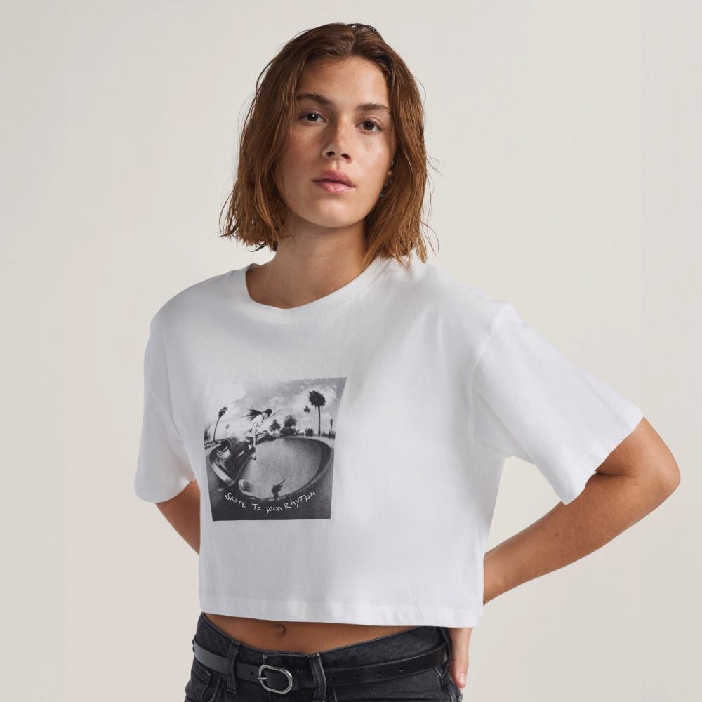 Vans Rhythm Relaxed Crop 女款白色短袖T恤