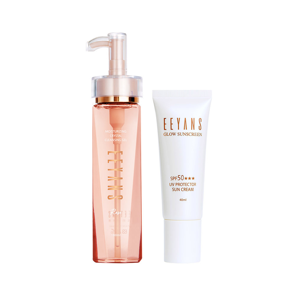 晶透保濕SPA洗卸露 粉紅玫瑰/清新綠茶 任選 + 保濕高光水凝防曬乳 SPF50 ★★★ 40ml