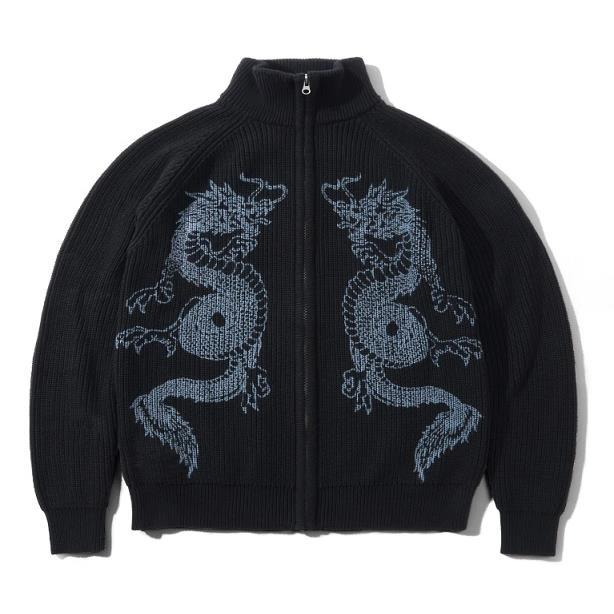 【BUTTER GOODS】針織外套 黑 - DRAGON ZIP-THRU KNIT SWEATER